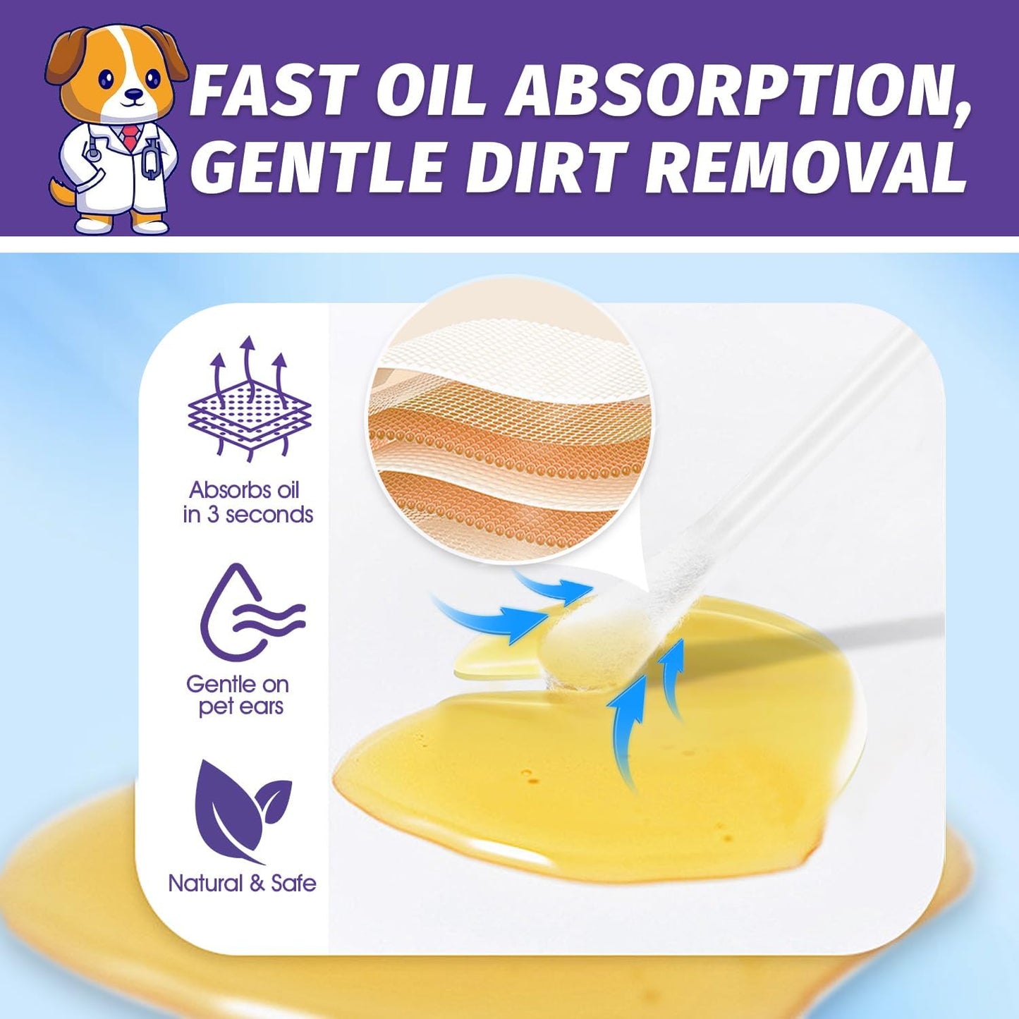 Cat ear cleaning using Vvhomife gentle cotton swab