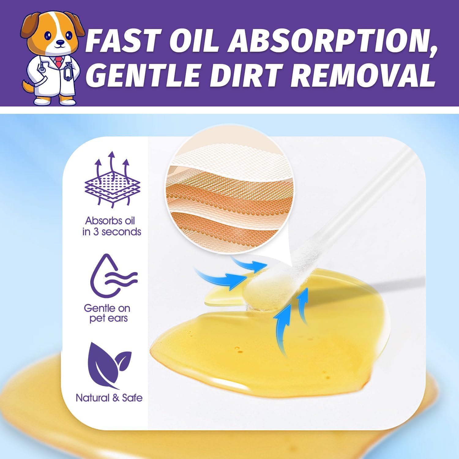 Cat ear cleaning using Vvhomife gentle cotton swab