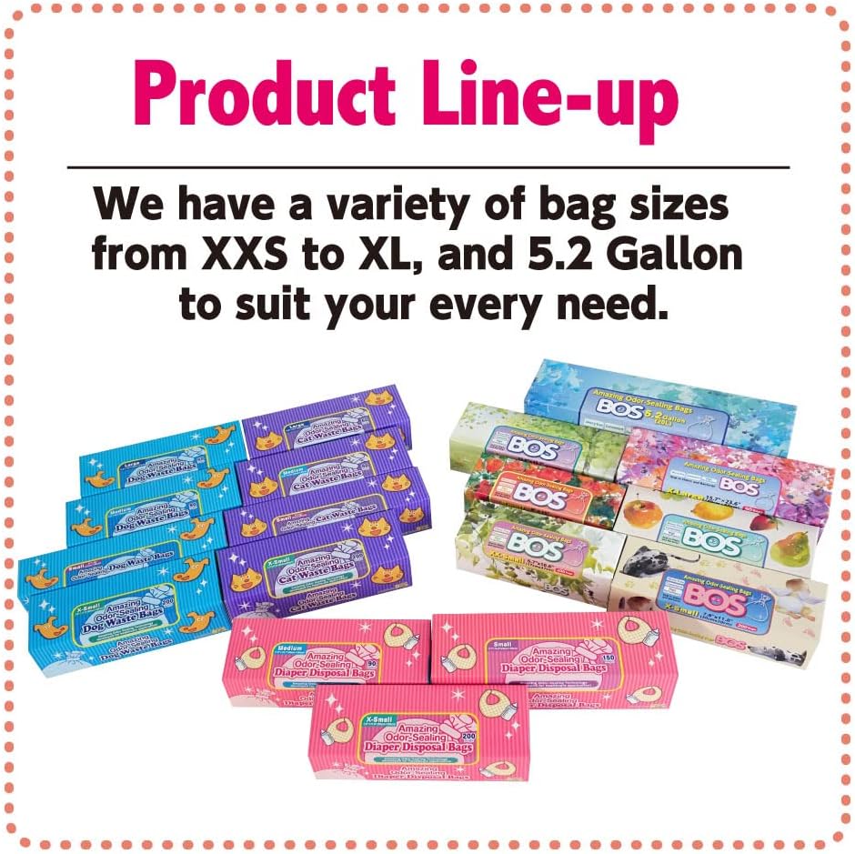 BOS light blue cat waste bags pile