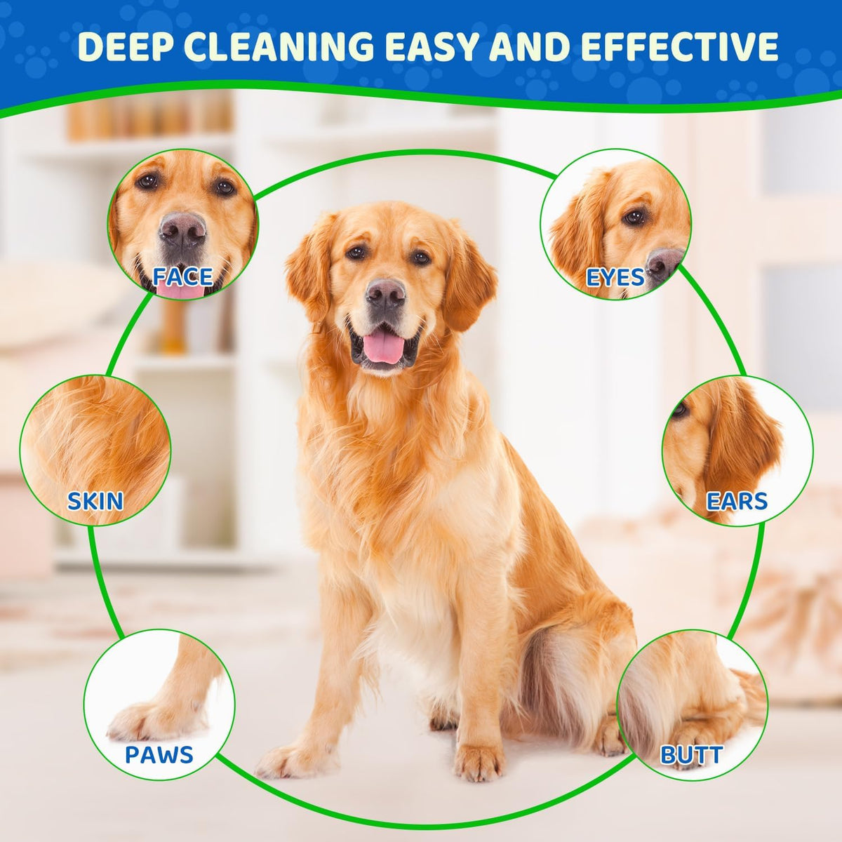 Unscented rinse free bathing wipes for cats and dogs application