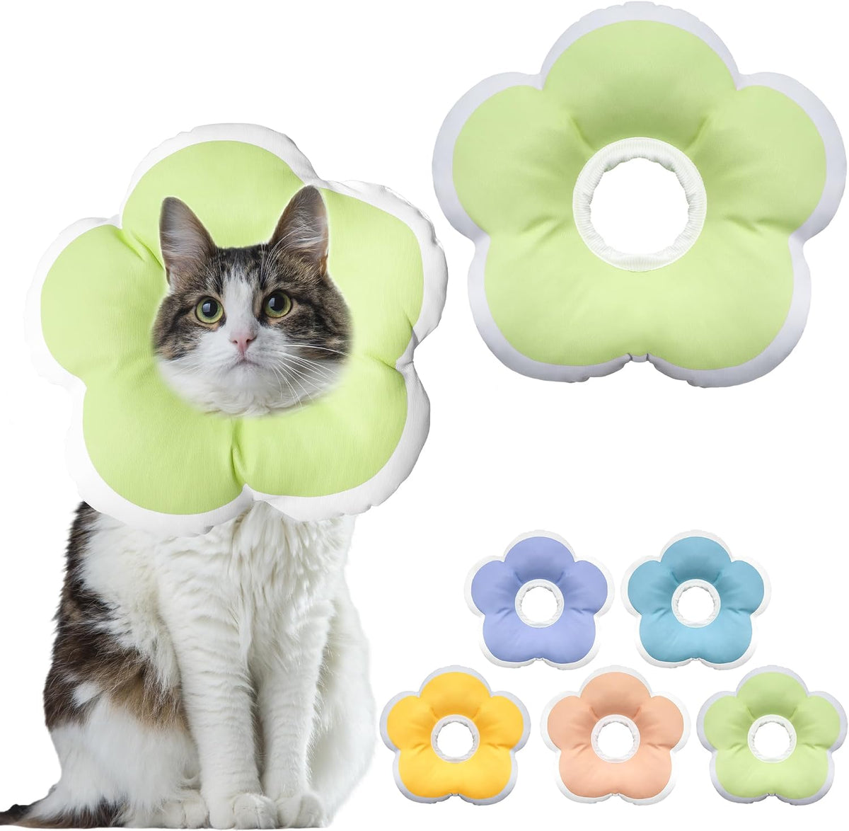 Cat Cone Collar Soft, Waterproof Cats Cones to Stop Licking After Surgery, Adjustable Soft Elizabeth Cats Collars for Wound Healing, Flower Shape Cat Recovery Collar (Pastel Orange, X-Small) - Image 12