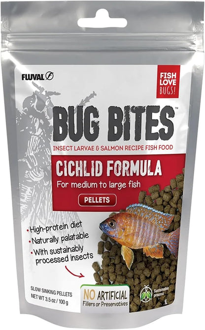 Fluval Bug Bites Cichlid Fish Food 3.53 Ounce Pellets front view