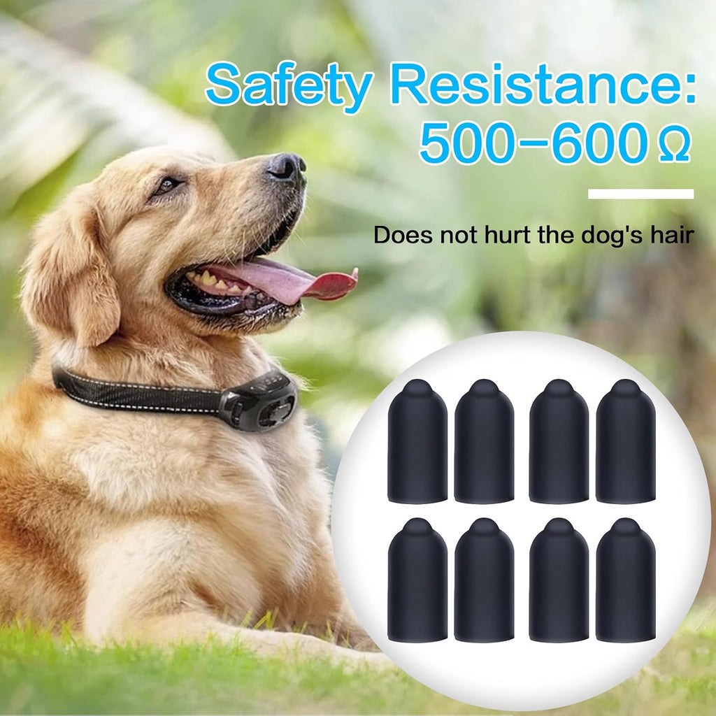 Durable dog shock collar prong covers preventing skin irritation on pets.