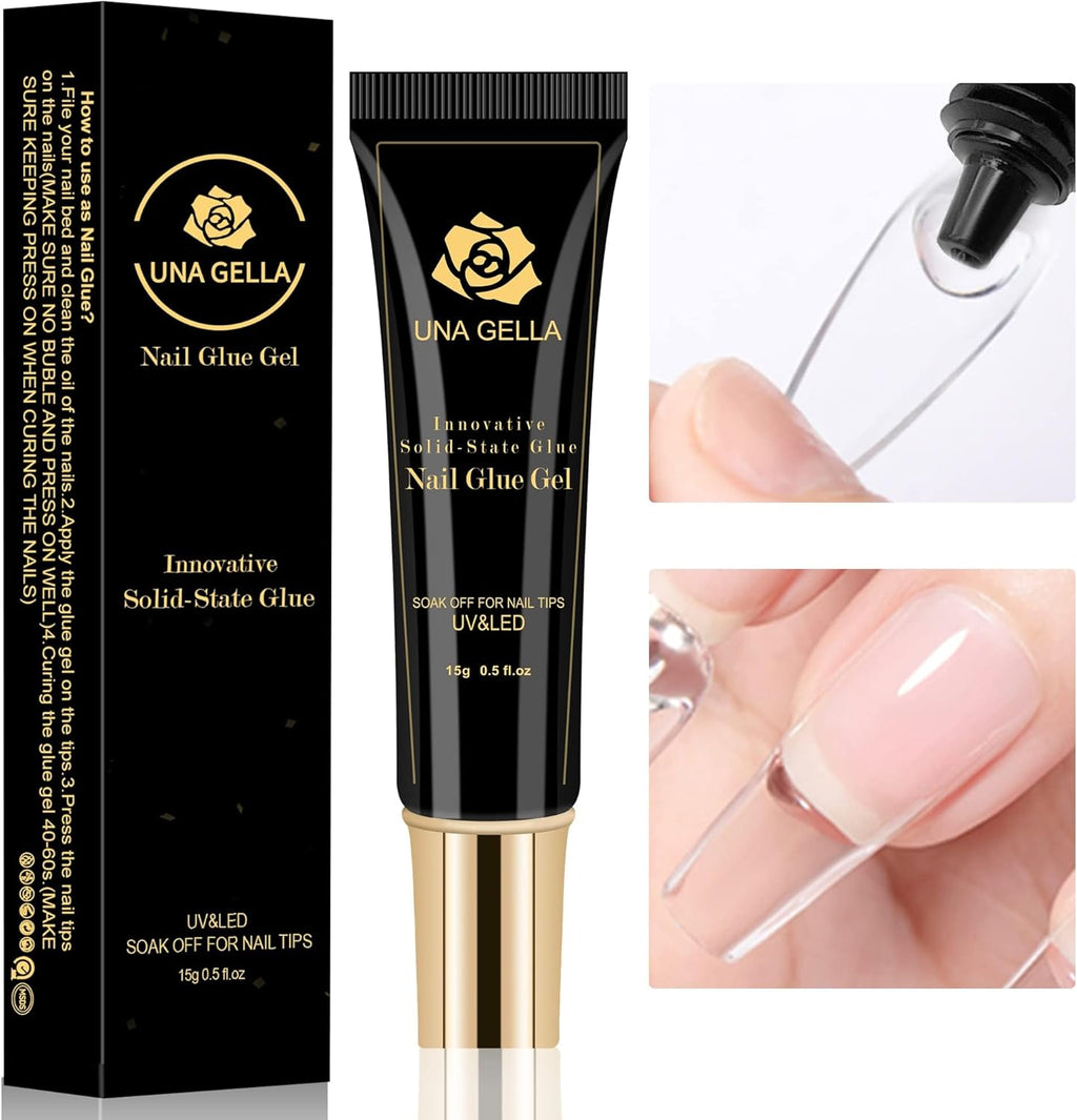 Una Gella solid nail glue front view tube packaging