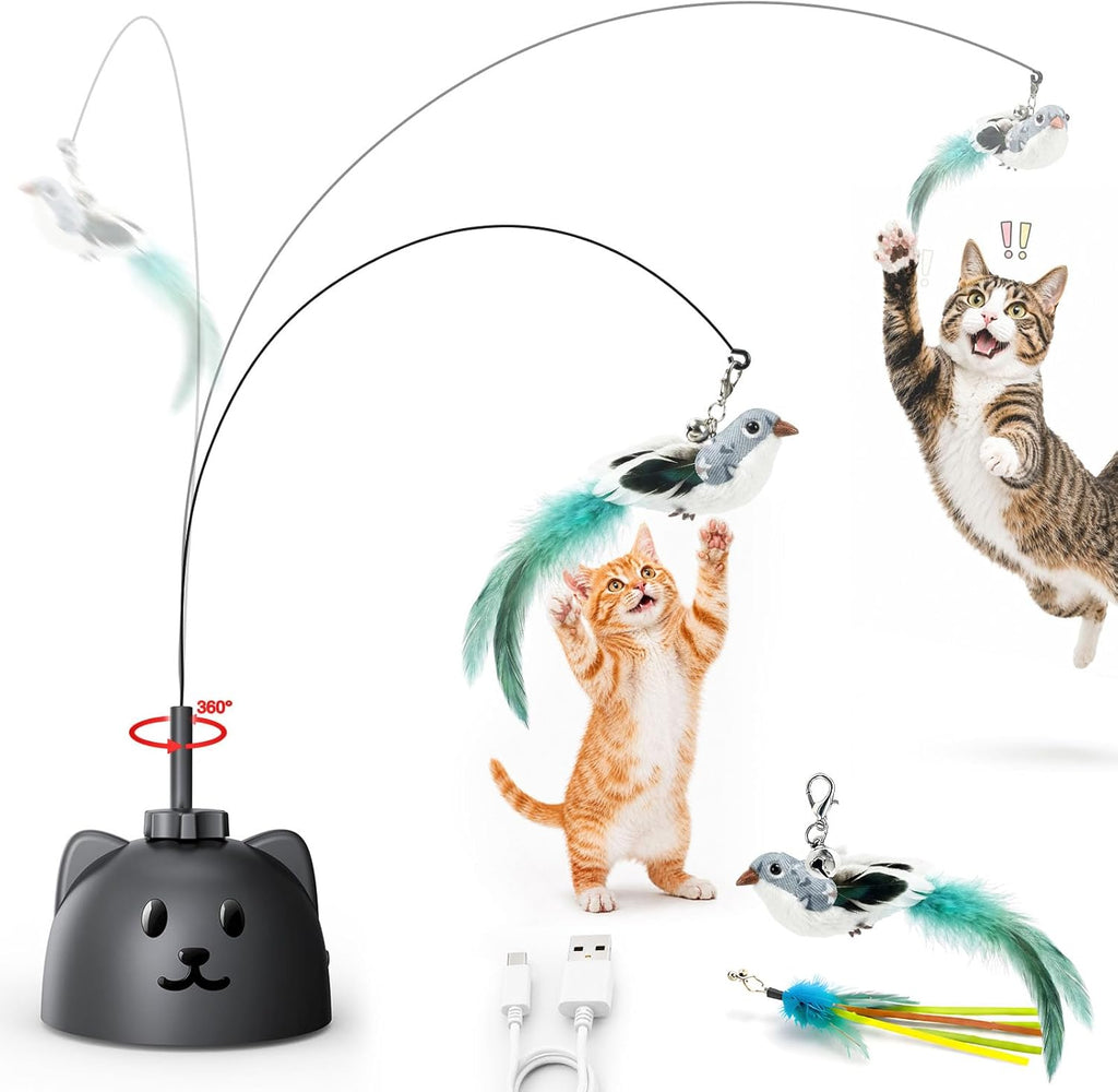 CATPICK Interactive Cat Toys for Indoor Cats - Automatic Flying Bird Feather Toy, Rechargeable Electric Cat Wand with Sticky Suction Base, Smart Motion Activated Self-Play Enrichment Toy for Bored Cat - Image 12