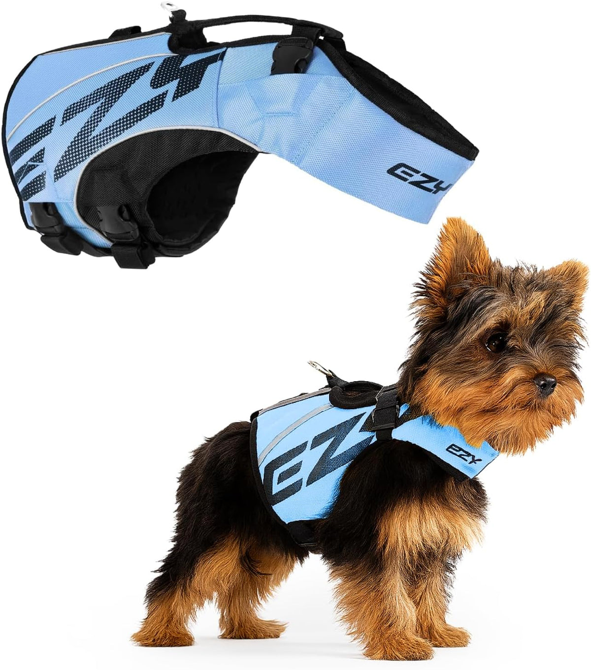 EzyDog DFD X2 Dog Life Jacket - Adjustable Swimming Safety Life Vest Preserver with Continuous Neck Flotation, Reflective Trim, & Grab Handle (XL, Yellow) - Image 10