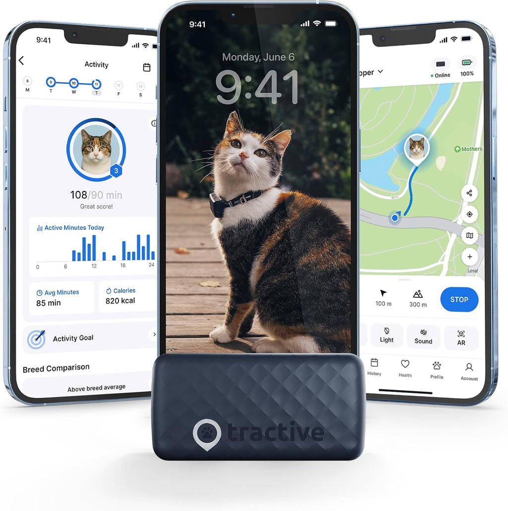Tractive Smart Cat GPS Tracker front view in dark blue
