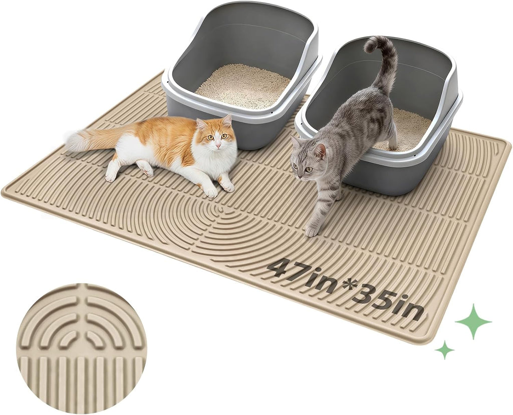 Pawtasy Cat Litter Box Mat,40" x 28" Extra Large Silicone Waterproof Litter Trapping Mat for Scatter Control Soft on Kitty Paws Non-Slip Easy to Clean - Image 9