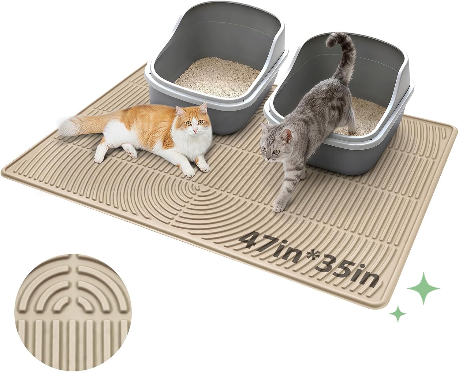 Pawtasy Cat Litter Box Mat,40" x 28" Extra Large Silicone Waterproof Litter Trapping Mat for Scatter Control Soft on Kitty Paws Non-Slip Easy to Clean - Image 9