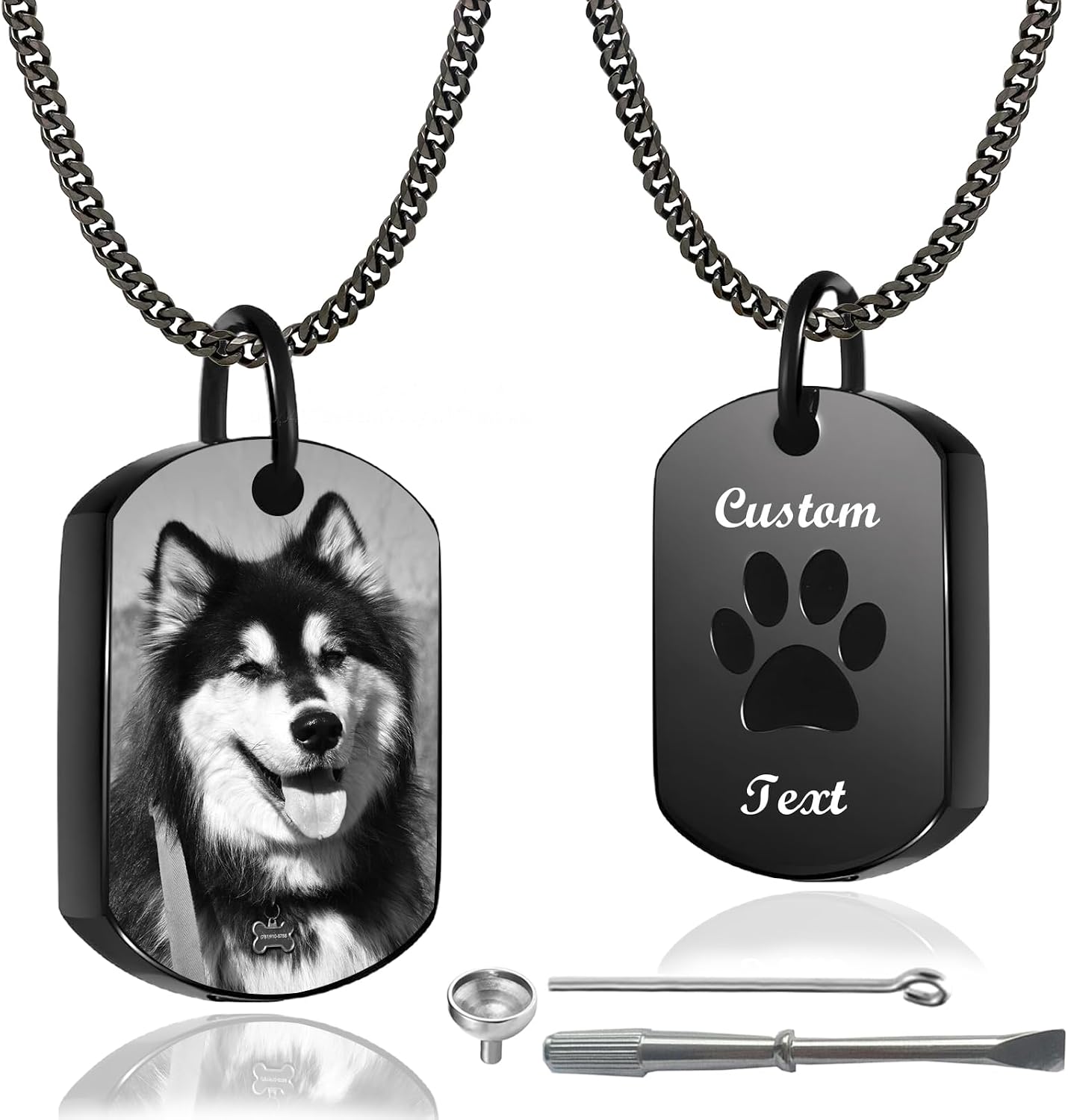 Personalized Pet Urn Necklace for Dog Ashes Custom Engraving Photo Text Pet Cremation Jewelry Customize Memorial Gift for Pet Dog Cat Ashes Necklace (01-Heart) - Image 9
