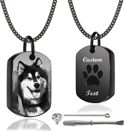 Personalized Pet Urn Necklace for Dog Ashes Custom Engraving Photo Text Pet Cremation Jewelry Customize Memorial Gift for Pet Dog Cat Ashes Necklace (01-Heart) - Image 9