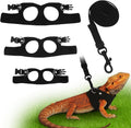 Asofelk bearded dragon leash and harness set front view showing black leather vest