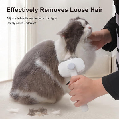 One-click self-cleaning feature on pet slicker brush