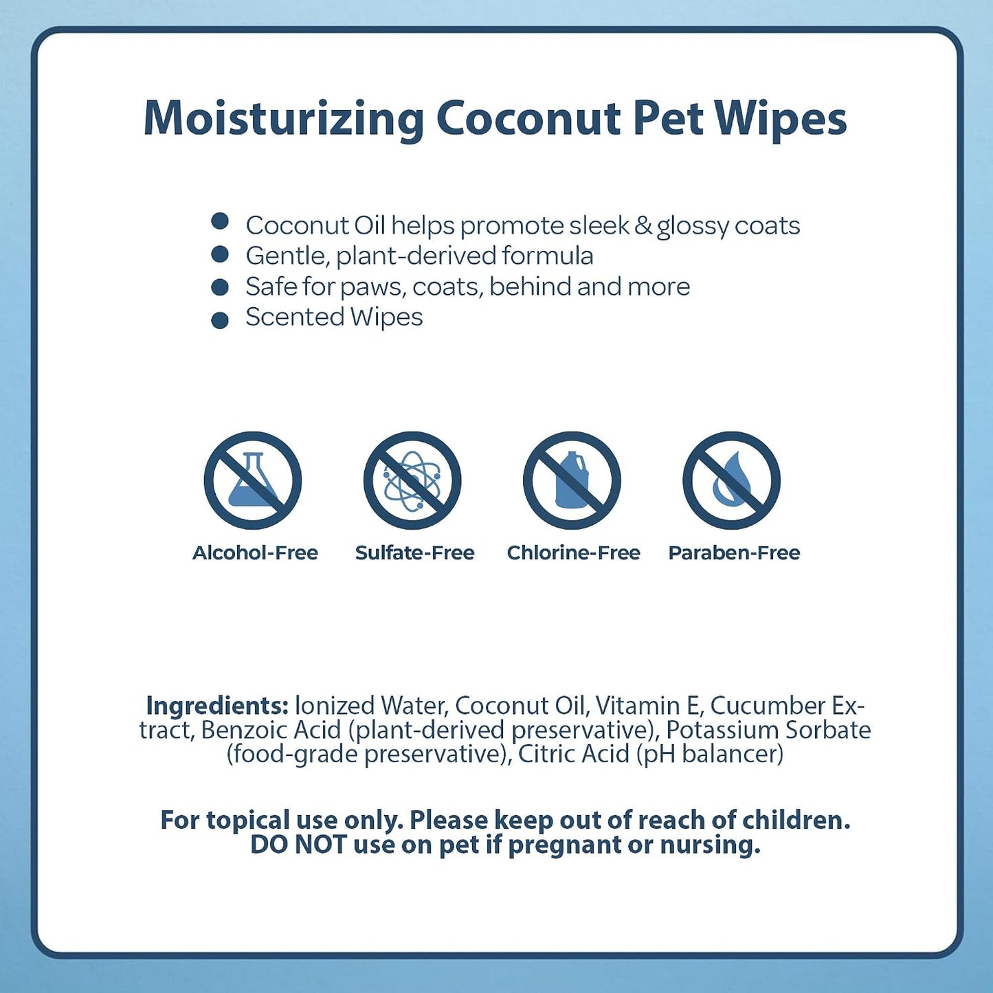 Resealable one hundred count pouch of premium imported pet wipes