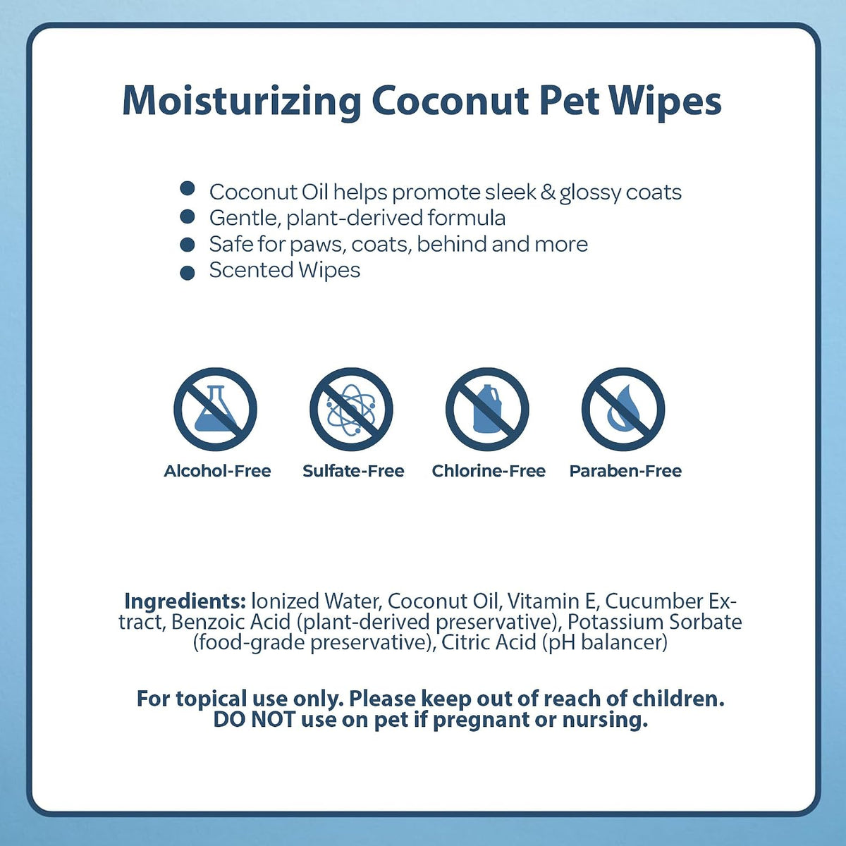 Resealable one hundred count pouch of premium imported pet wipes