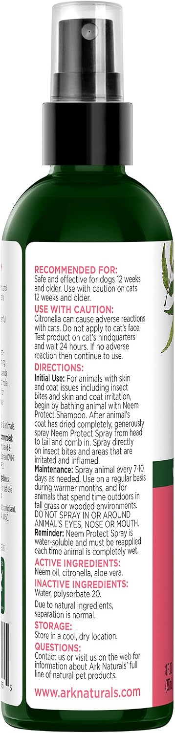 Close up of Ark Naturals pet grooming spray label