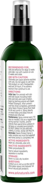 Close up of Ark Naturals pet grooming spray label