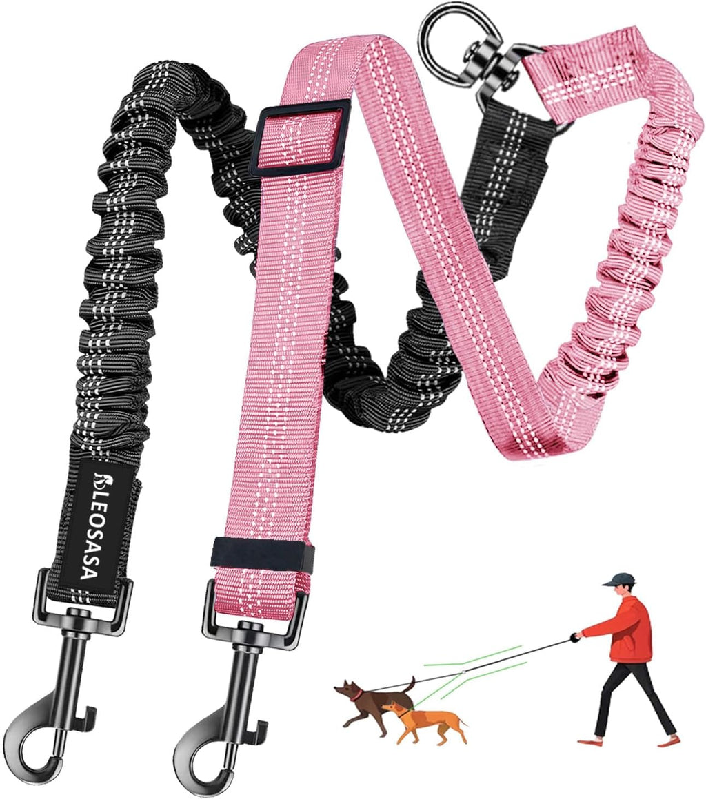 Double Dog Leash - 360 degreesSwivel Tangle Free Splitter Attachment, 2 Dogs Multi-Functional Leashes, Dual Rope for Outdoor Walk Train Small Medium Large Two Pet, Fuchsia - Image 13