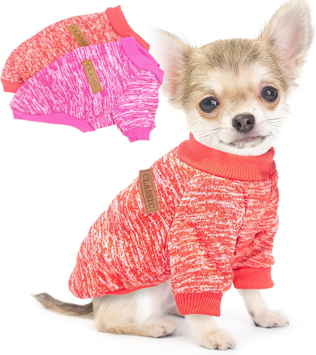 2 Pieces Dog Sweaters for Small Dogs Fall Dog Clothes Male Winter Fleece Pet Sweaters Warm Thick Puppy Outfit Small Dog Sweater for Boy Girl Dogs Teacup Dog, Yorkie, Chihuahua, Pug, XXS,Grey Navy - Image 9