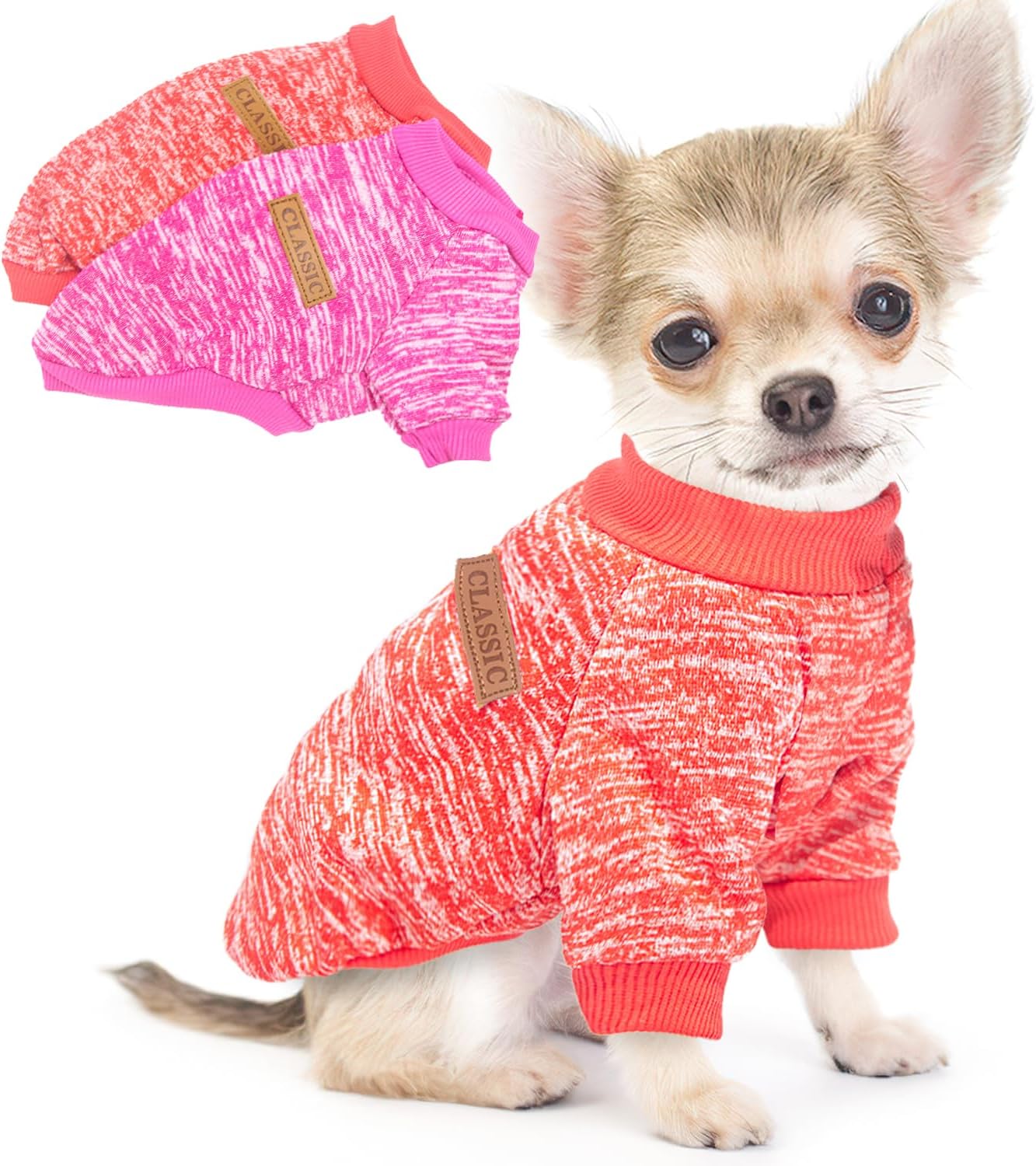 2 Pieces Dog Sweaters for Small Dogs Fall Dog Clothes Male Winter Fleece Pet Sweaters Warm Thick Puppy Outfit Small Dog Sweater for Boy Girl Dogs Teacup Dog, Yorkie, Chihuahua, Pug, XXS,Grey Navy - Image 9