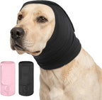 KOESON Dog Calming Hoodie front view on a golden retriever protecting ears from loud noises.
