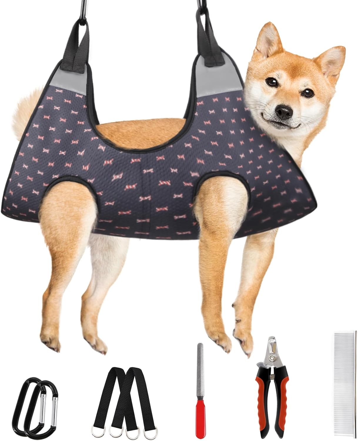 Supet Dog Grooming Hammock Harness for Dogs Cats, Relaxation Pet Nail Clipper Hammock, Restraint Dog & Small Animal Leashes Sling for Groomingk for Nail Trimming (Coral Blue, S) - Image 11