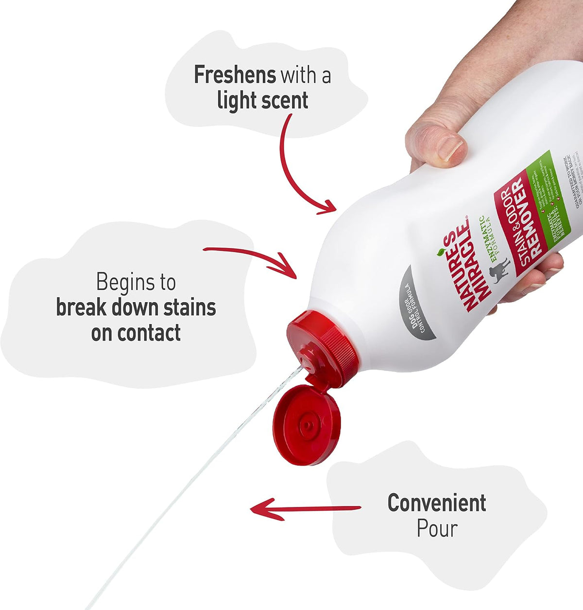 Close up of Nature's Miracle brand logo on cleaning bottle