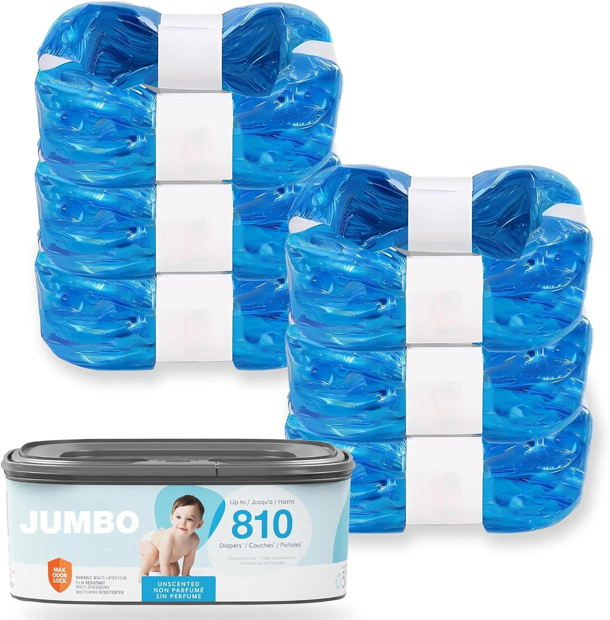 Aimidodo diaper pail refills front view showing packaging and count