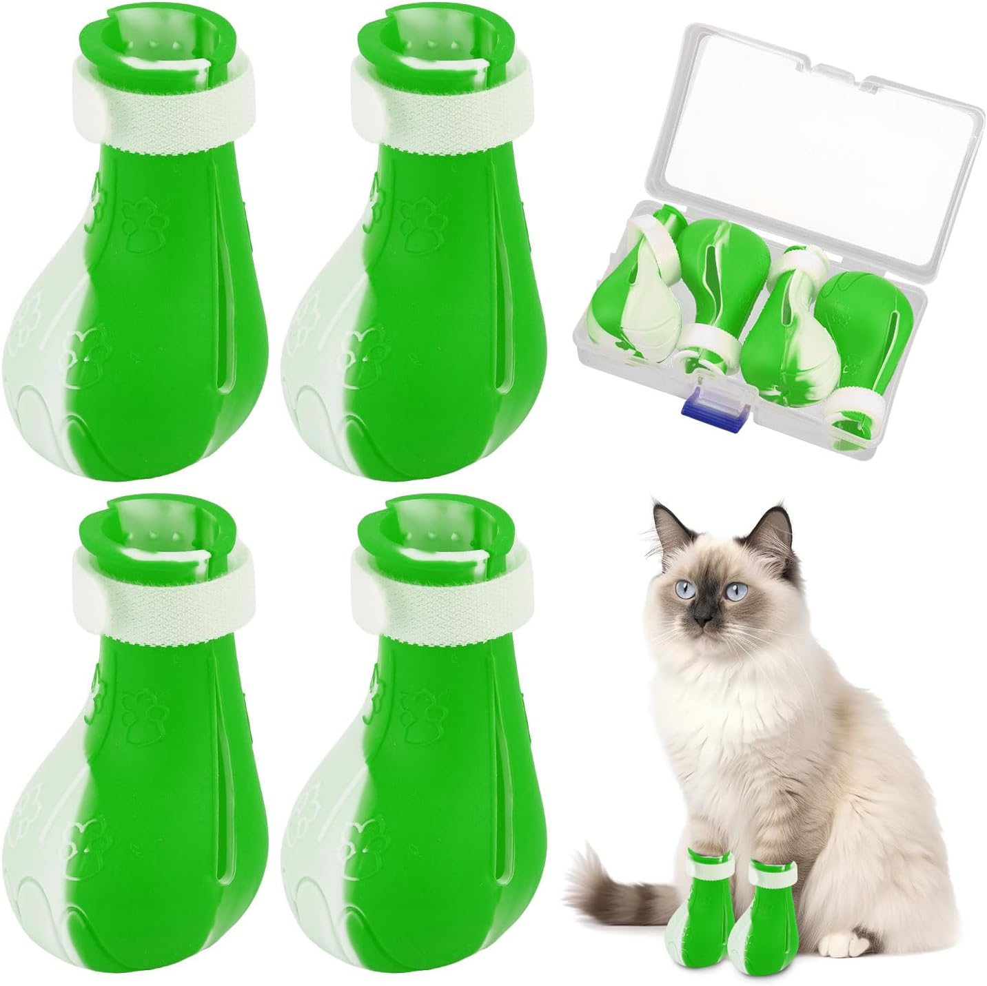 Gosknor 4 Pcs Silicone Cat Feet Claw Covers, Anti-Scratch Cat Nail Shoes Kitten Feet Paw Boots Cat Protector Caps to Prevent Scratching Pet Supplies for Bathing Shaving Grooming - Image 9