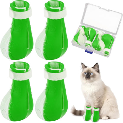 Gosknor 4 Pcs Silicone Cat Feet Claw Covers, Anti-Scratch Cat Nail Shoes Kitten Feet Paw Boots Cat Protector Caps to Prevent Scratching Pet Supplies for Bathing Shaving Grooming - Image 9