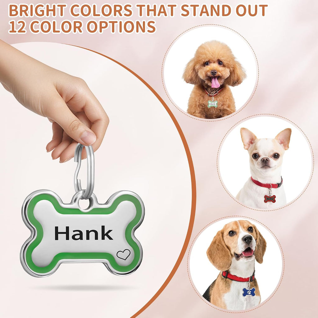Authentic USA imported CoolDogs heavy metal pet label displayed with its quick attach split ring.