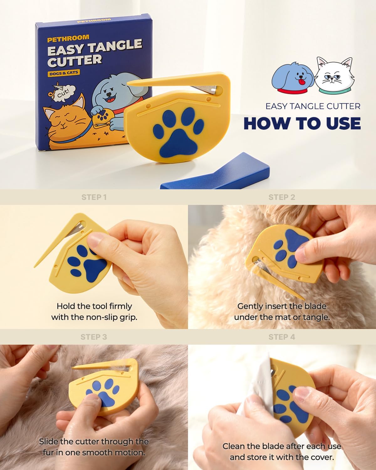 PETHROOM professional easy tangle cutter pet care collection display