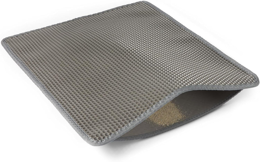 Amazon Basics non-slip cat litter trapper mat placed near a litter box