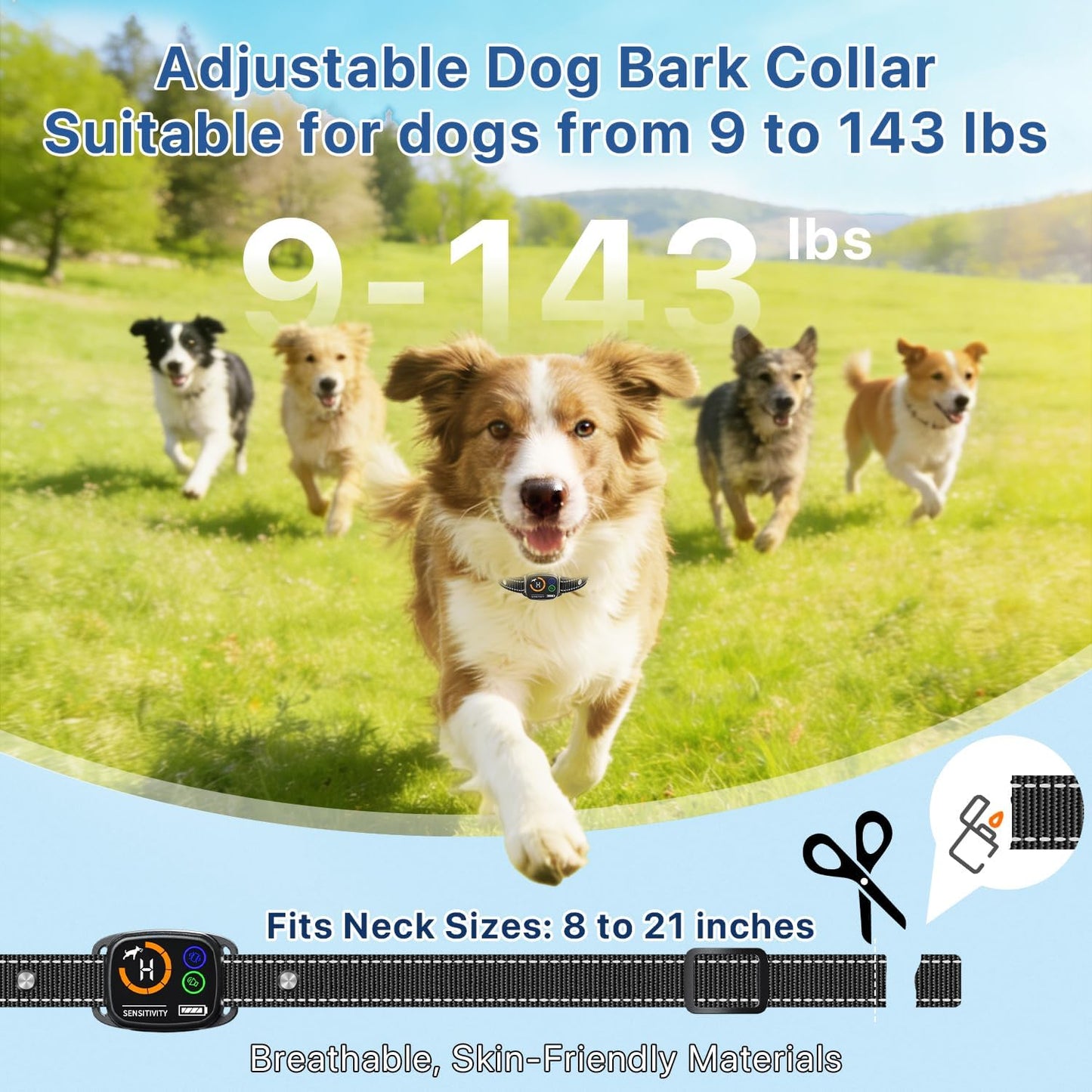 Dinjoo rechargeable bark collar with USB charging cable