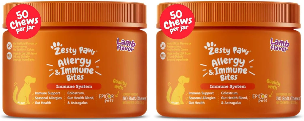 Zesty Paws Allergy Immune Bites - Dog Allergy Chews, Dog Probiotics for Itchy Skin and Ears, Lamb, 90ct - Image 12