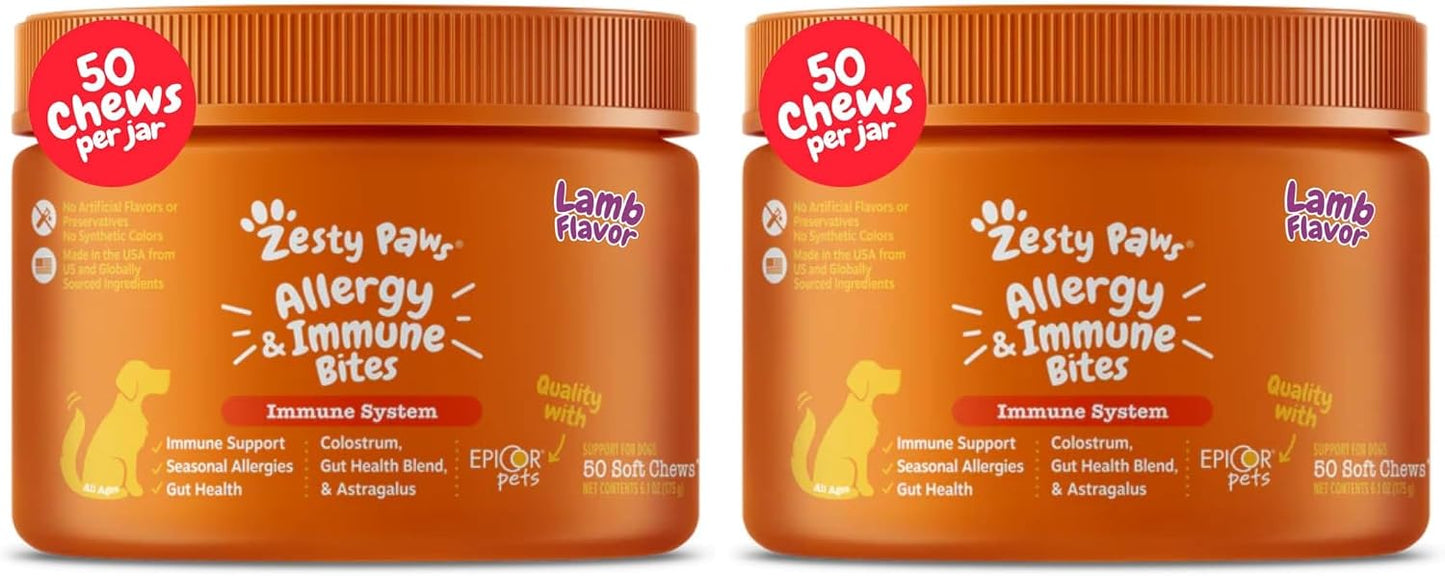 Zesty Paws Allergy Immune Bites - Dog Allergy Chews, Dog Probiotics for Itchy Skin and Ears, Lamb, 90ct - Image 12