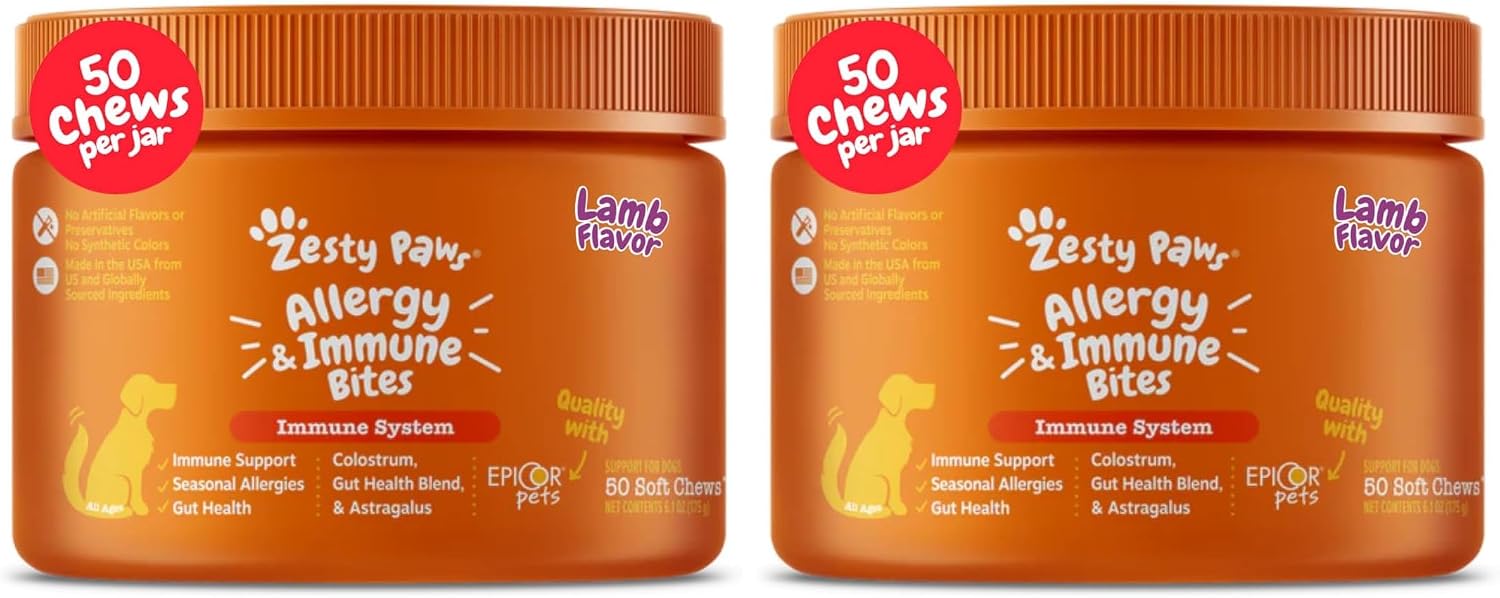 Zesty Paws Allergy Immune Bites - Dog Allergy Chews, Dog Probiotics for Itchy Skin and Ears, Lamb, 90ct - Image 12