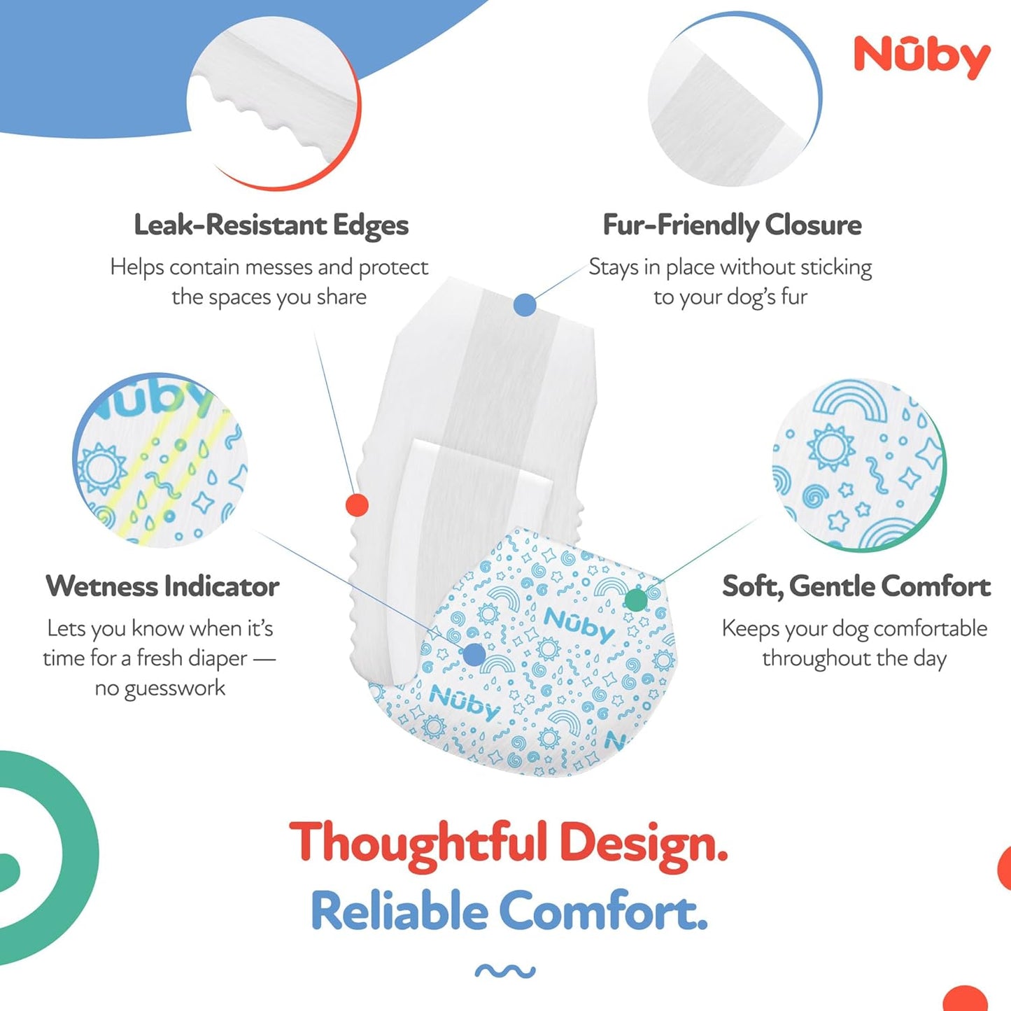 Absorbent male dog diaper wraps with quick drying core to prevent leaks on home flooring.