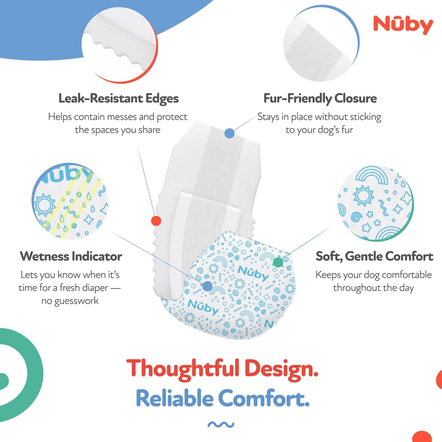 Absorbent male dog diaper wraps with quick drying core to prevent leaks on home flooring.