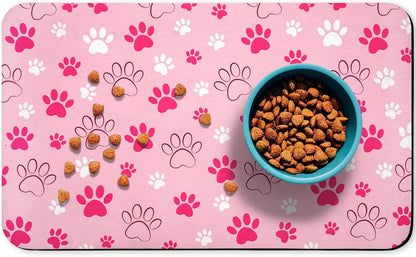 Zoeeya Dog Food Mat Absorbent Pink Front View