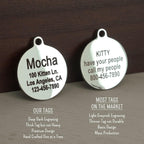 Ultra Joys premium lightweight identification tag illustrating the rust resistant polished metal finish