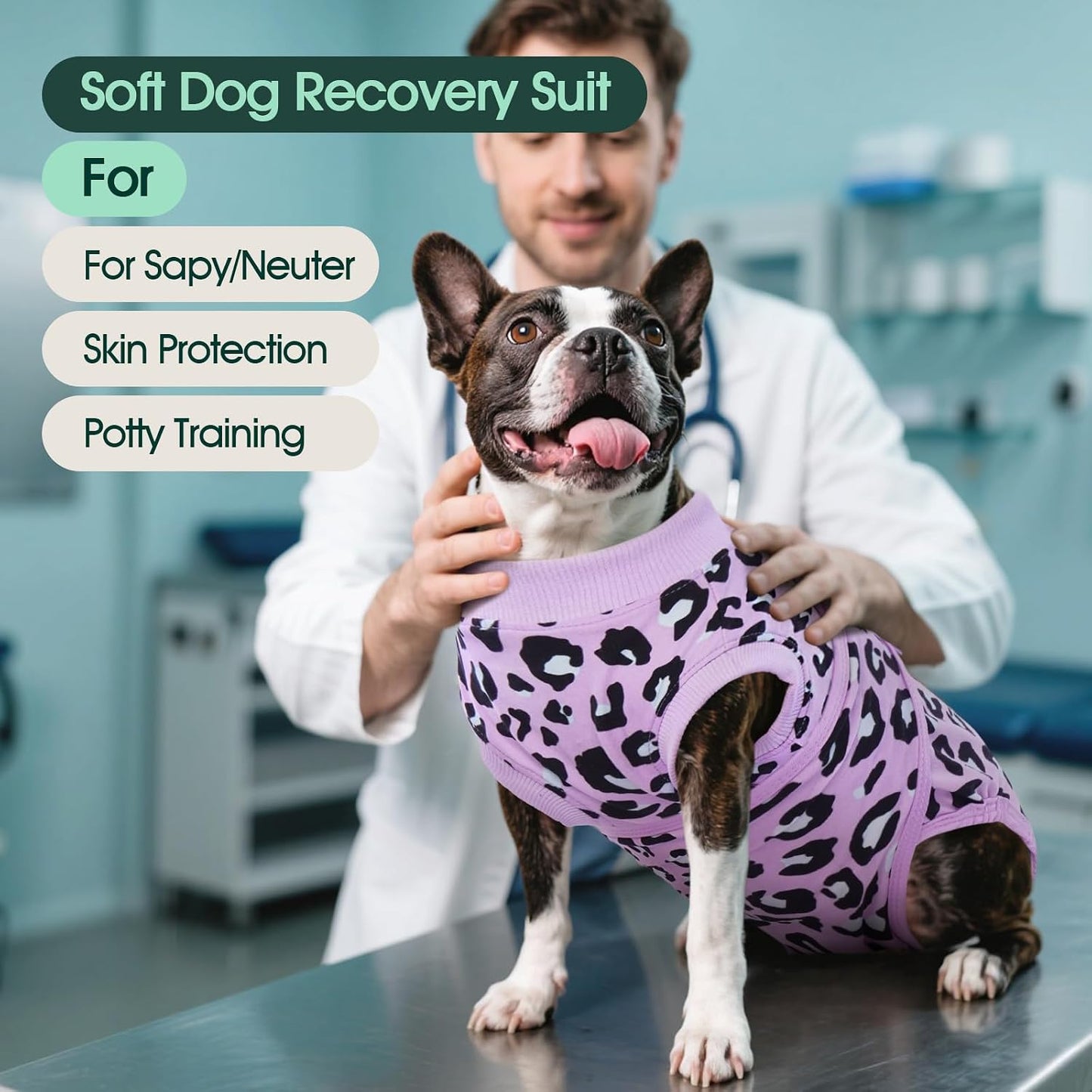 Kuoser surgical onesie for dogs side view veterinary recovery bodysuit