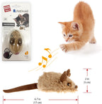 Gigwi electronic squeaky mouse toy side angle with furry tail