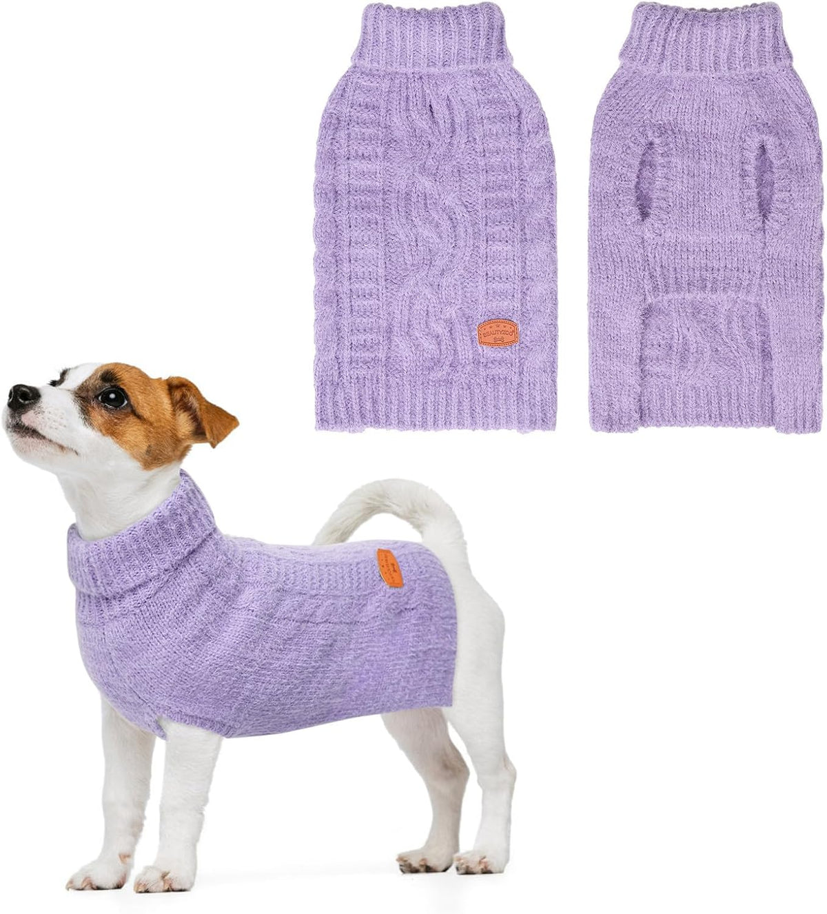 BEAUTYZOO Cable Knit Small Dog Sweater, Color Block with Fuzzy Thread Knitted Turtleneck Dog Knitwear with Dots in a Variety of Colors for Small Medium Dogs Fall Winter Dog Clothes, S Beige - Image 14