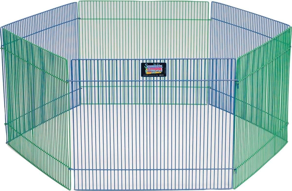 MidWest Homes for Pets Small Animal Pet Playpen/Exercise Pen, Blue and Green,1 Count (Pack of 1), Small Animal Playpen. - Image 1