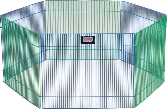 MidWest Homes for Pets Small Animal Pet Playpen/Exercise Pen, Blue and Green,1 Count (Pack of 1), Small Animal Playpen. - Image 1
