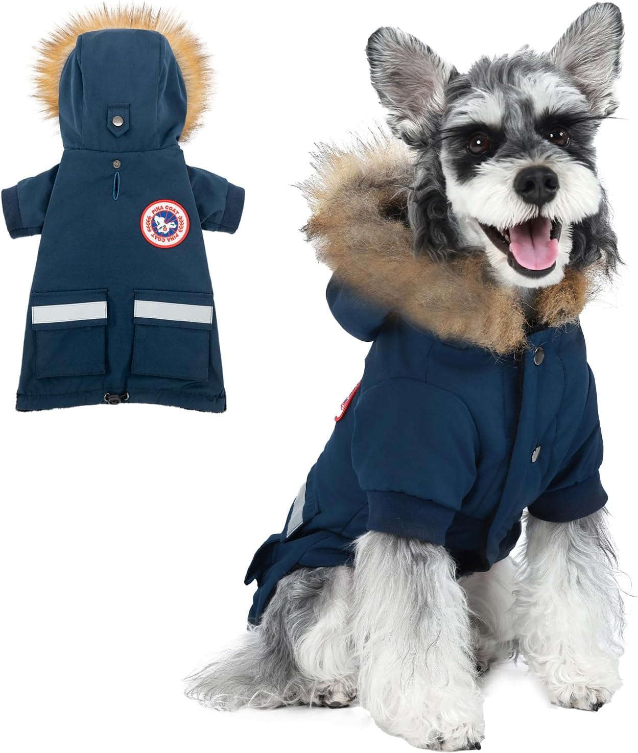 PINA Small Dog Coats - Waterproof, Warm Winter Jacket with Faux Fur Hood & Pocket - Image 10