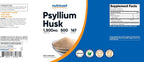 Nutricost Psyllium Husk gluten free and non GMO certification text on bottle