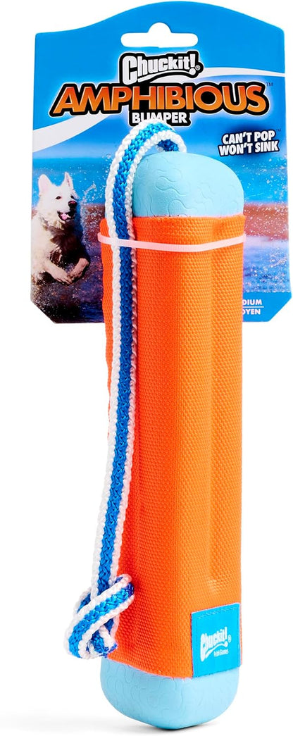 Side profile of the authentic USA imported Chuckit! Amphibious Bumper toy.