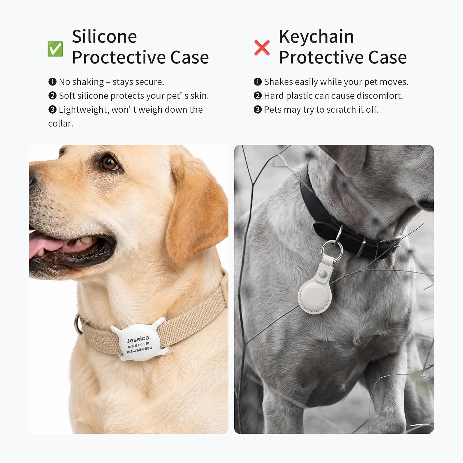 Anti rattle Apple AirTag compatible case showing the secure slide on mechanism.